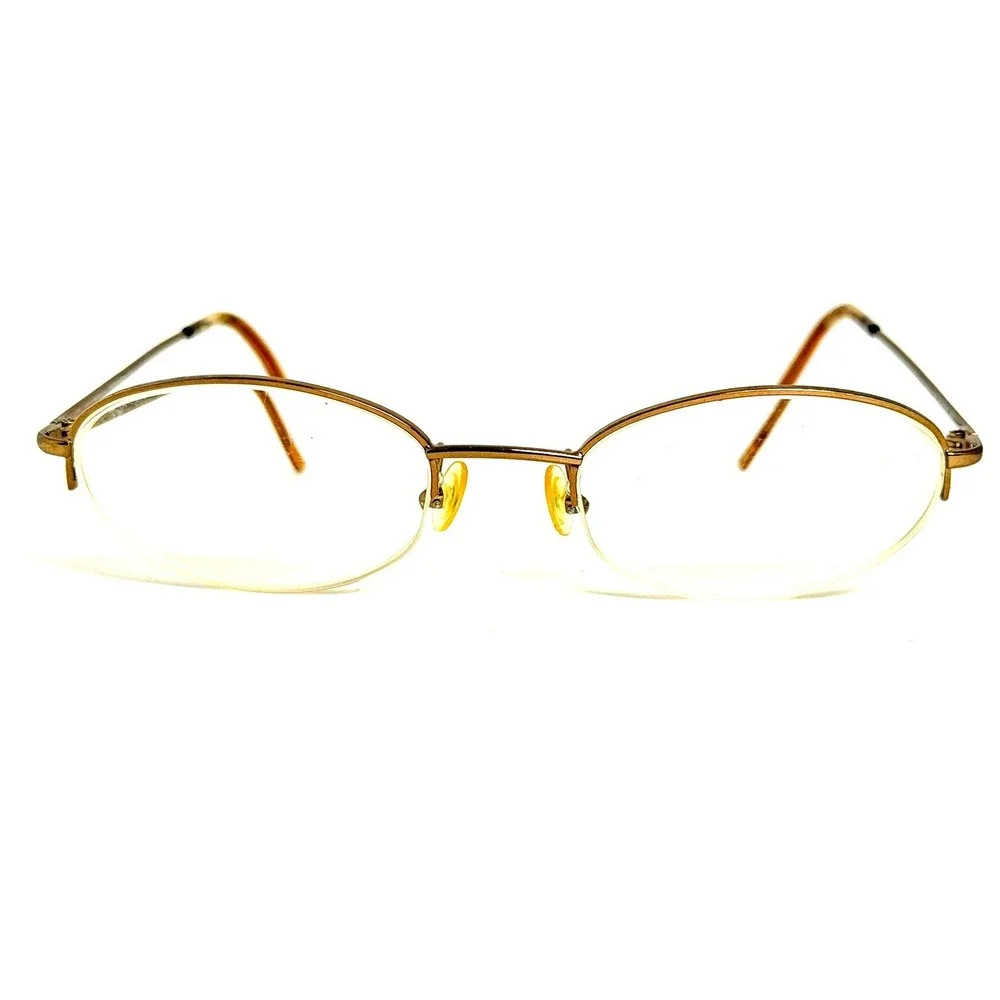 Emporio Armani Gold Oval Semi Rimless Eyeglasses Frames Made in Italy 49-20-135